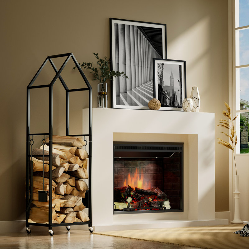 Firewood Rack Indoor with Fireplace Tools Set store